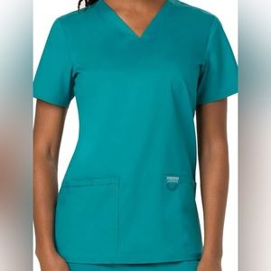 Cherokee Workwear Revolution Scrub Top in Teal Blue